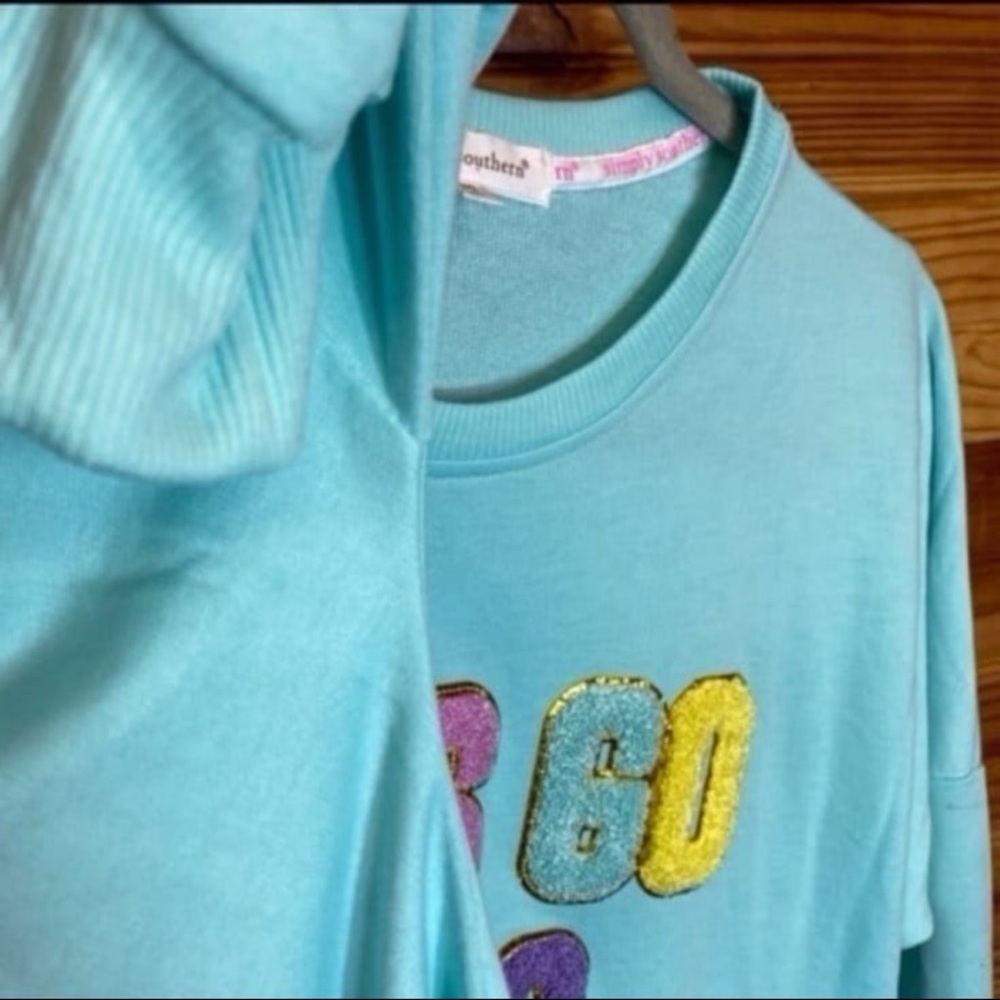 Simply southern let’s go girls Terry cloth sweatshirt medium - Picture 6 of 8
